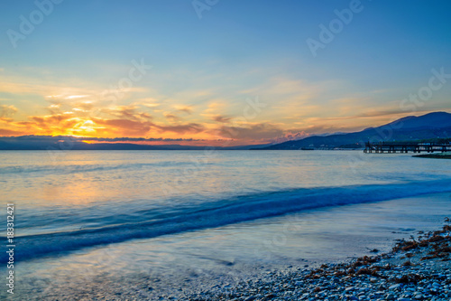 Beautiful natural sunset over sea