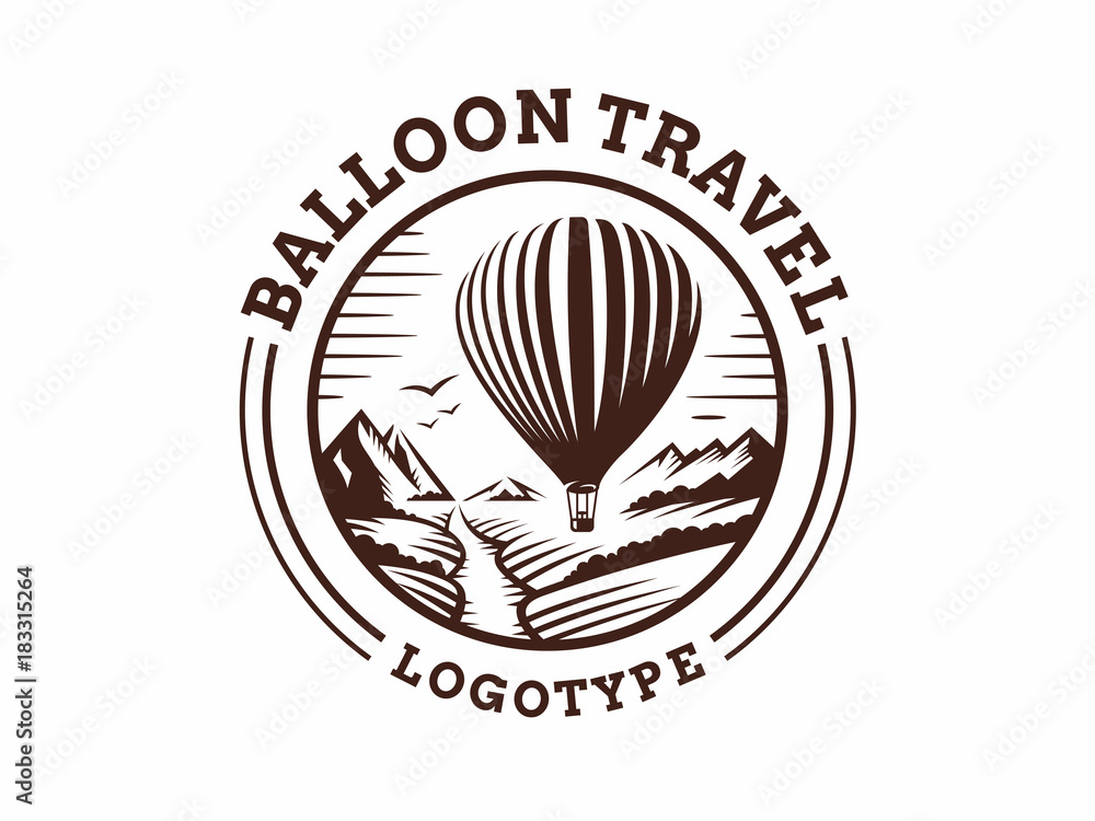 Balloon travel logo - vector illustration, emblem design on white background Balloon travel logo - vector illustration, emblem design on white background