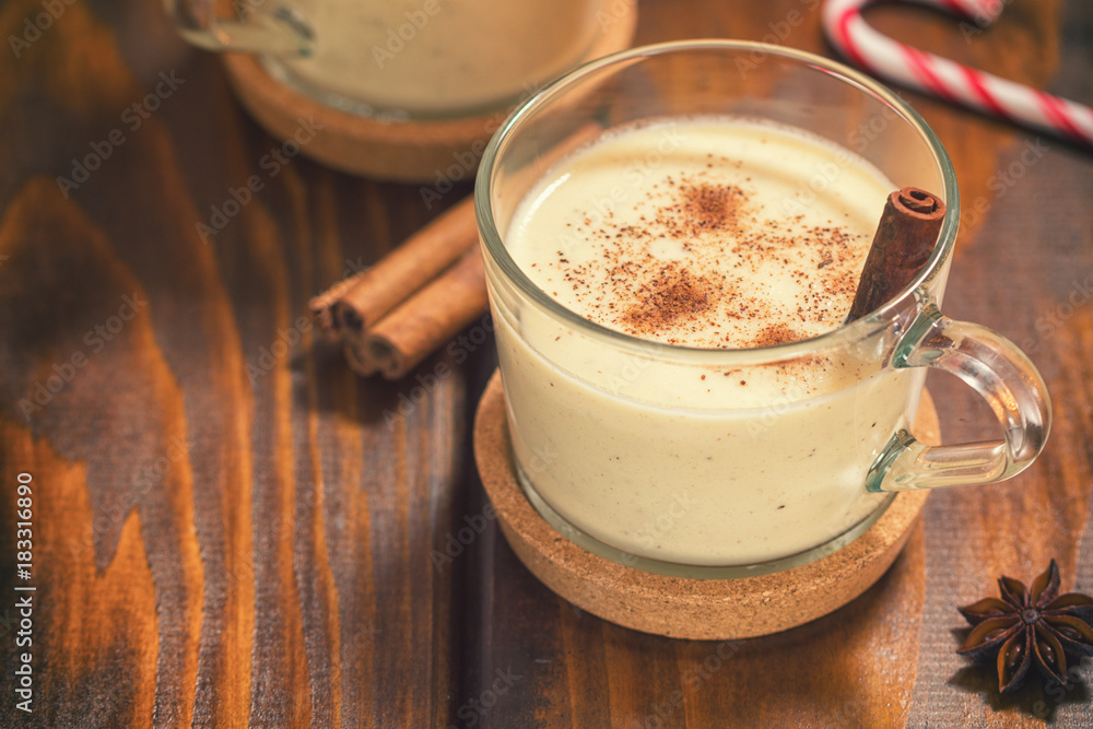 Eggnog with Cinnamon and Nutmeg for Christmas Eggnog with Cinnamon and Nutmeg for Christmas