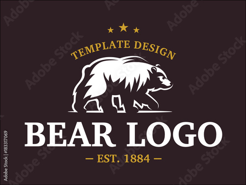 Bear logo - vector illustration, emblem design on brown background