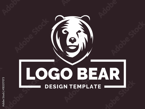 Bear logo - vector illustration, emblem design on brown background