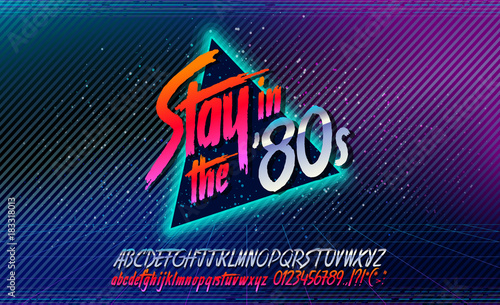 80s, Stay in the 80's. Retro alphabet font banner. Alphabet vector Old style ...