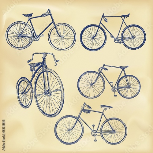 Vintage bicycles set