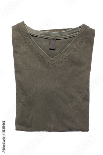 Top view of Gray white t-shirt isolated on white background