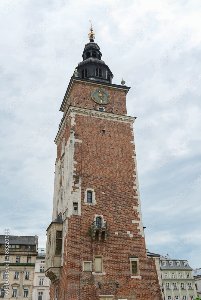 Detail of clock tower - Krakow - Poland