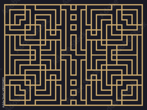 Art deco linear pattern. Design a template for invitations, leaflets and greeting cards. Style of the 1920s - 1930s. Vector illustration