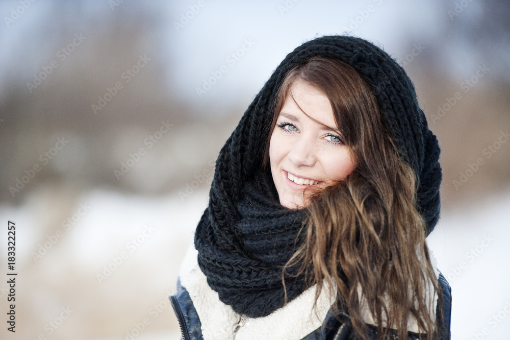 Portrait of woman wearing scarf Portrait of woman wearing scarf