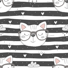 Acrylglasbilder Katzenmuster Bunte Kätzchen Musterdesign fürs Kinderzimmer  © iryna_boiko