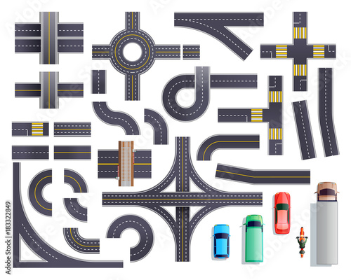 Road Parts Vehicles Set