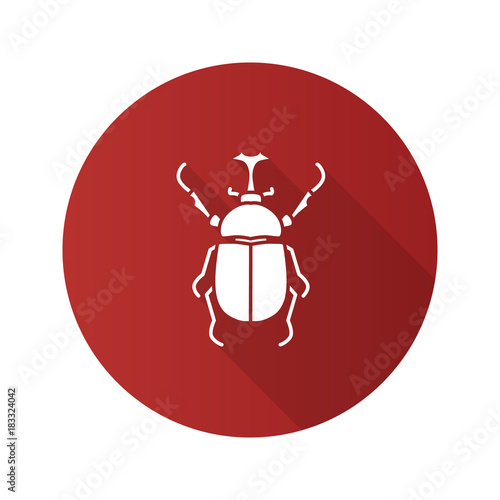 Hercules beetle flat design long shadow glyph icons set