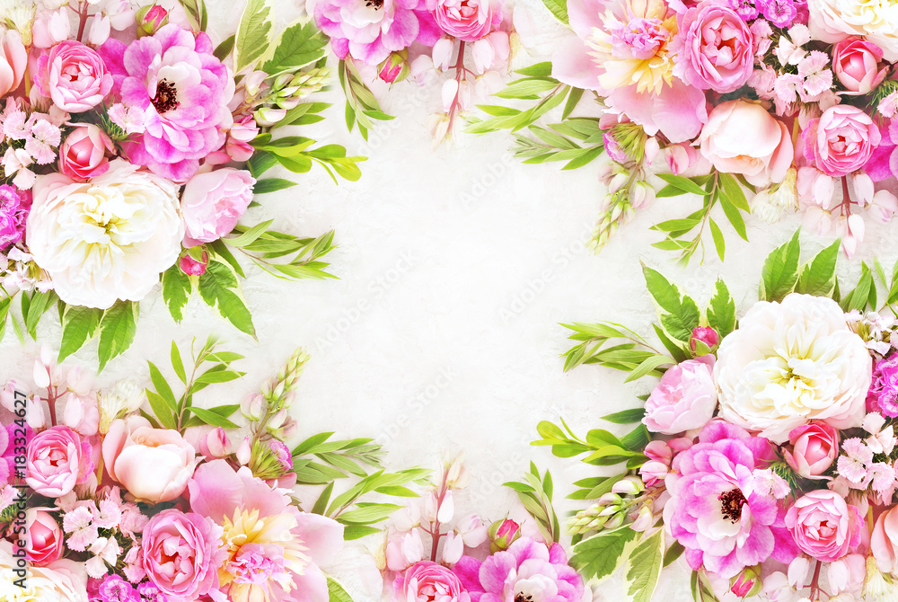 Summer blossoming delicate rose on blooming flowers festive background, pastel and soft bouquet floral card Summer blossoming delicate rose on blooming flowers festive background, pastel and soft bouquet floral card