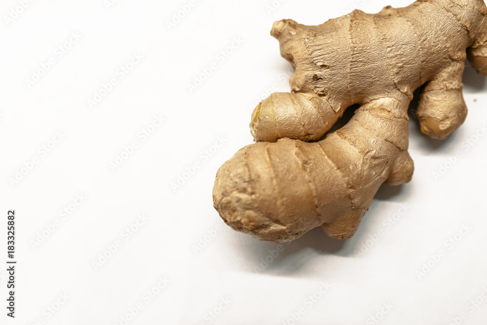 Fresh ginger on white background, herb medical concept Fresh ginger on white background, herb medical concept