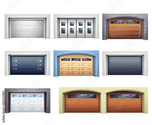 Realistic Garage Doors Set