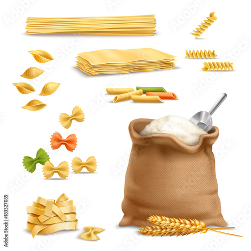 Realistic Pasta Wheat Spikelets Flour