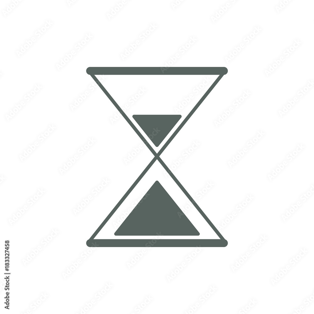 Sand clock line icon. Grey sand clock logo Sand clock line icon. Grey sand clock logo