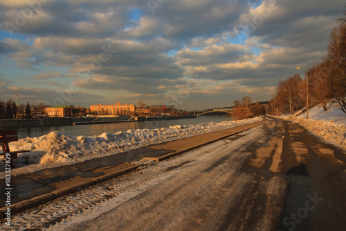 Moscow embankment in winter