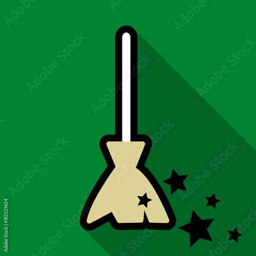 Flat icon with shadow stars broom