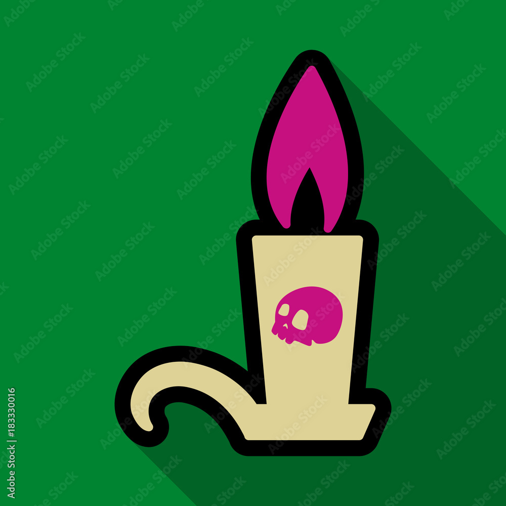 Flat icon with shadow Halloween Candle Flat icon with shadow Halloween Candle
