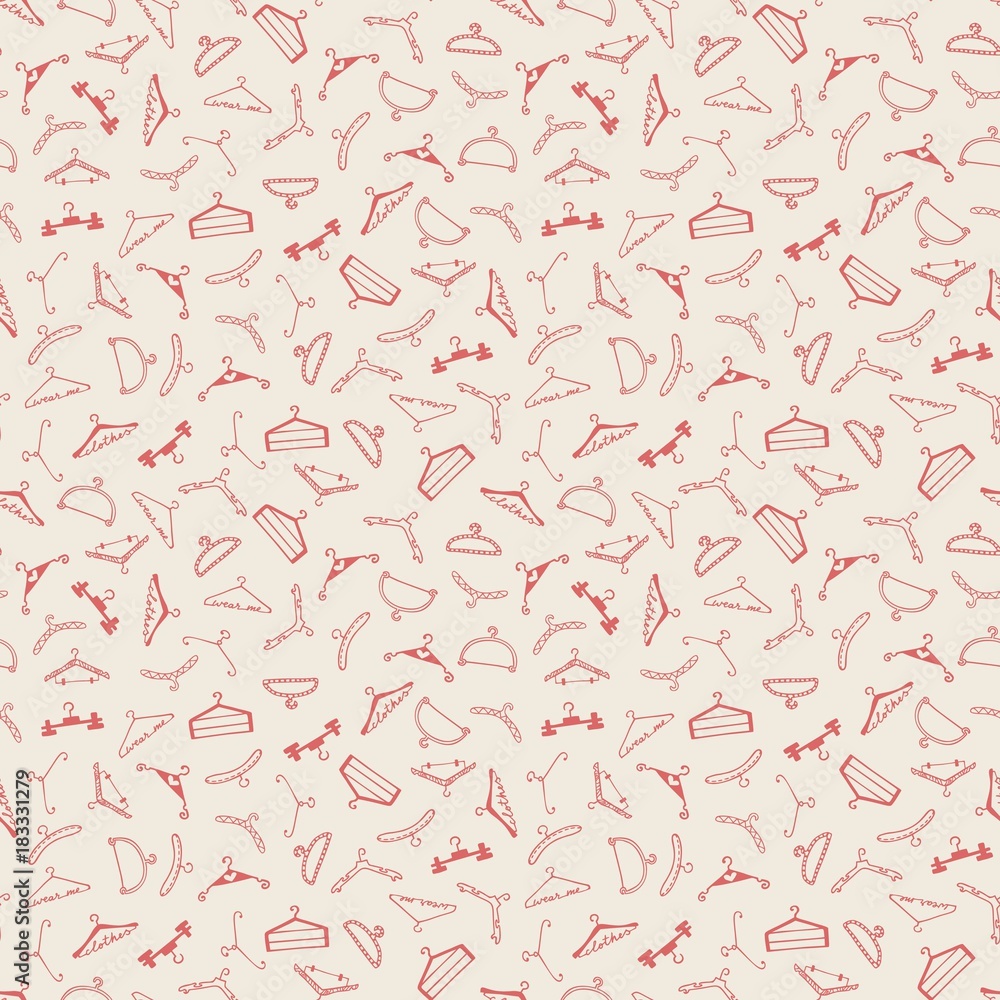 Fototapeta premium Doodle seamless clothes hangers pattern