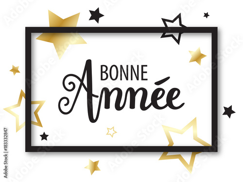 Carte "BONNE ANNEE" en or et noir