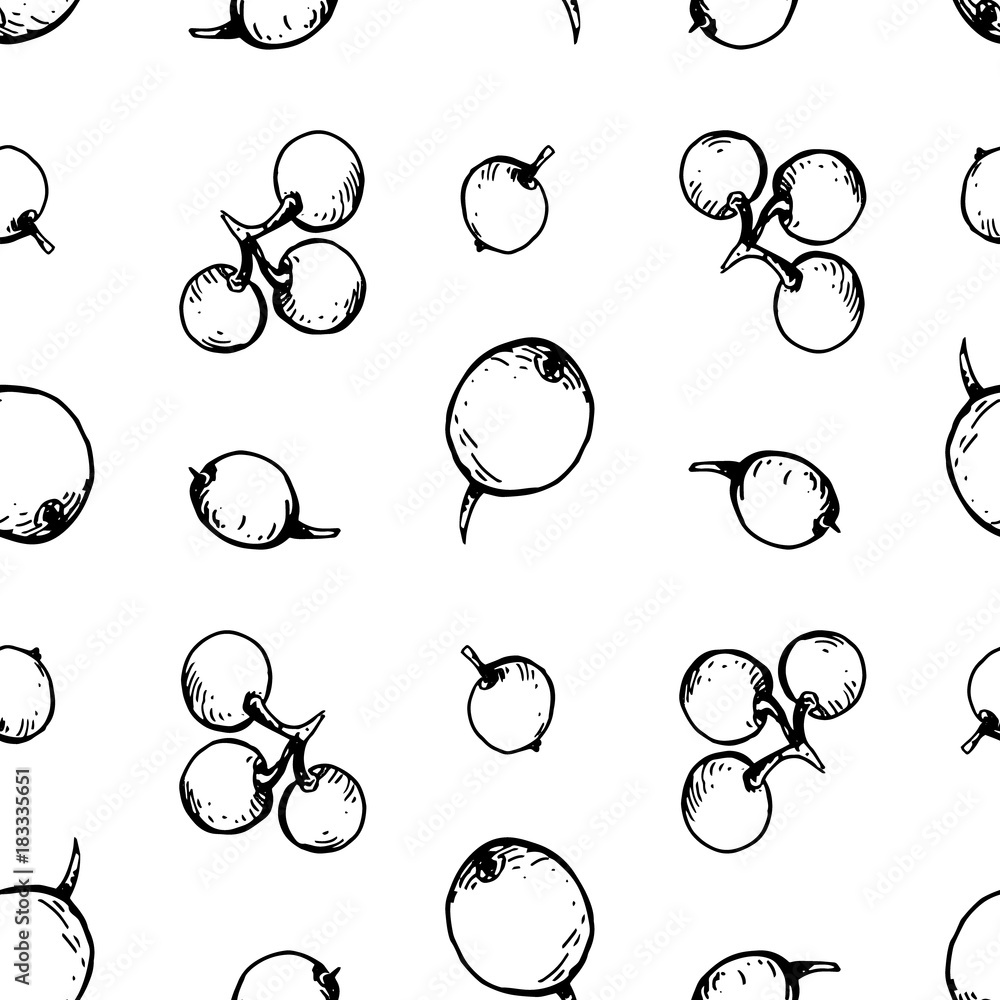 Seamless pattern with holly berries