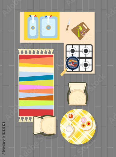 Kitchen Planning on Vector Illustration Grey