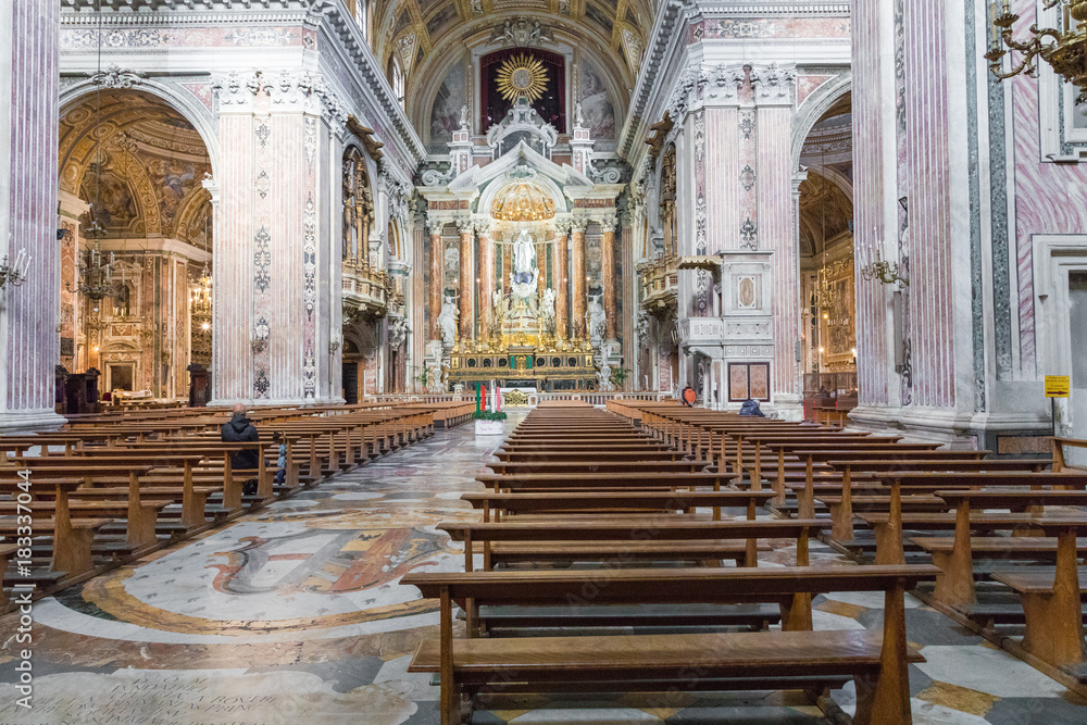 Fototapeta premium Beautiful ceiling above Gesu Nuovo (Italian: New Jesus) church in Naples, Italy