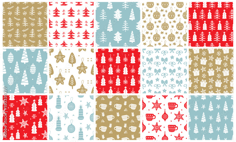 Christmas doodles seamless pattern. Scandinavian style Christmas doodles seamless pattern. Scandinavian style
