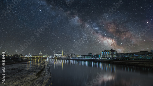 Milkyway Over Dresden At The Elbe River