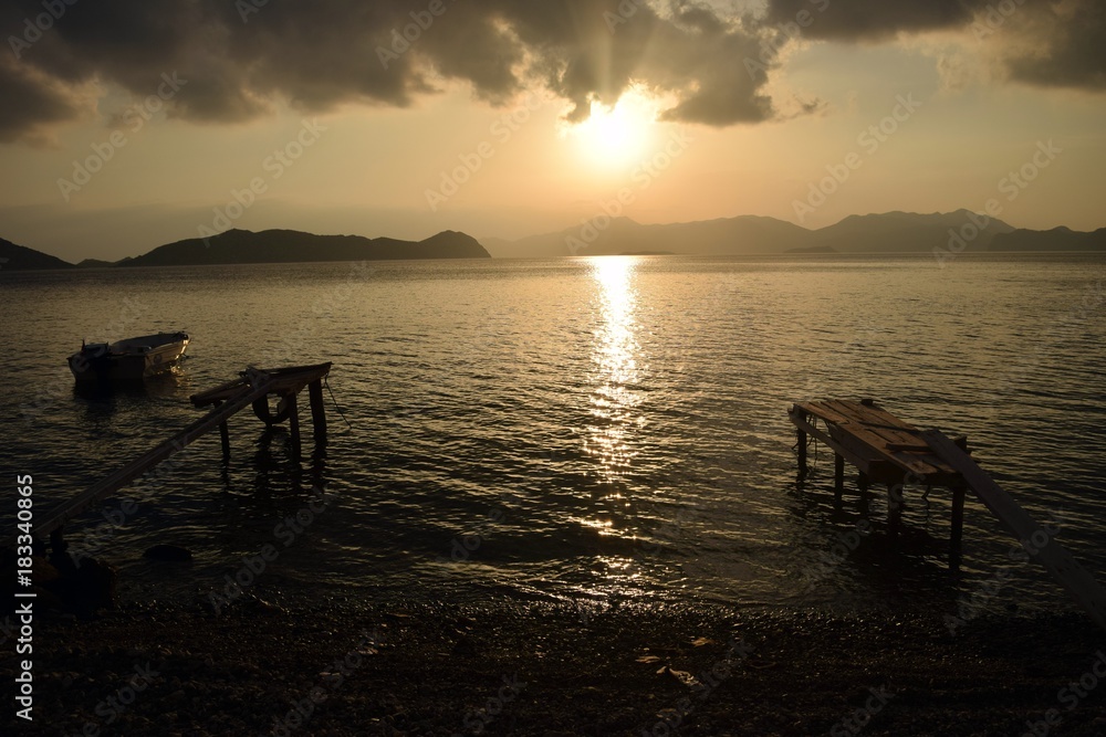 Sunset in the resort village of Sogut, Bozburun Peninsula, Marmaris, Mugla, Turkey Sunset in the resort village of Sogut, Bozburun Peninsula, Marmaris, Mugla, Turkey