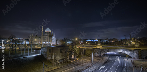 Yenidze In Dresden City Night Panorama