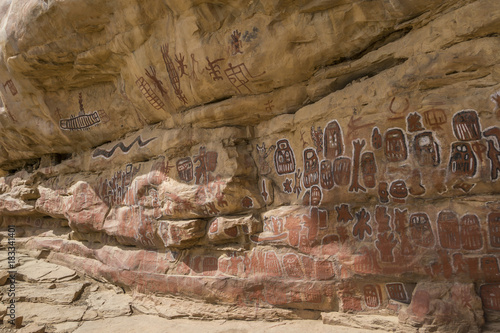 In 'Dogon Country' Songho village's ritual circumcision site decorated with rock paintings, Mali  photo