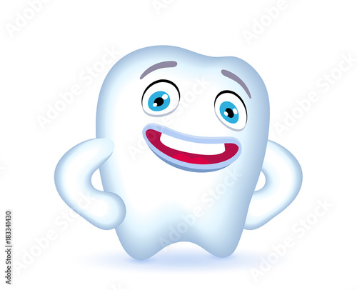 Cartoon Tooth Character with hands on his hips