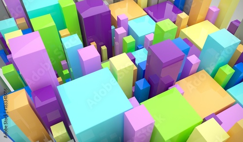 3D Rendering Of Colorful Cubes Background © IM_VISUALS