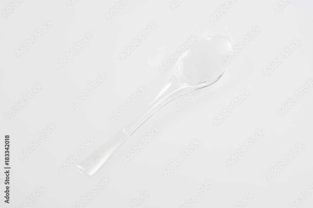 Plastic silverware spoon in white background Plastic silverware spoon in white background