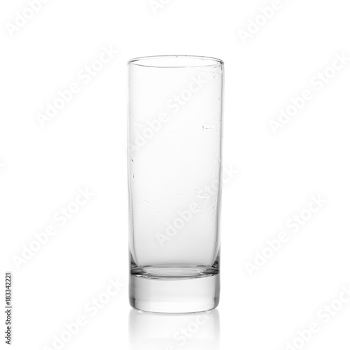 Glass tumbler on white background. tall glass, H20