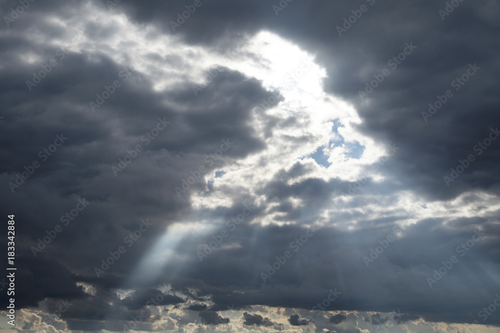 Sky and fluffy clouds