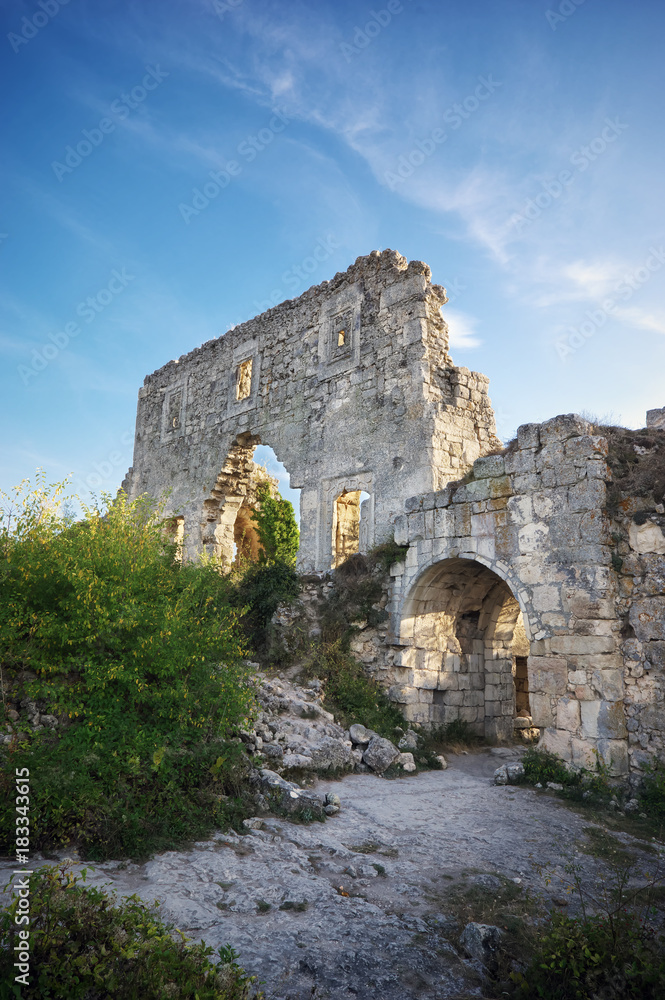 Crimea,  ruins citadel on top of mountain Mangup Kale