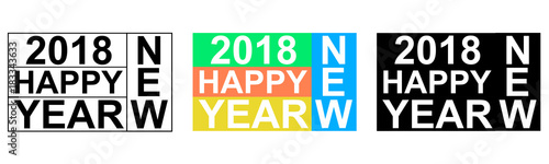 2018 happy NEW YEAR greeting banner words from letters Scrabble, vector EPS Christmas icon logo new year
