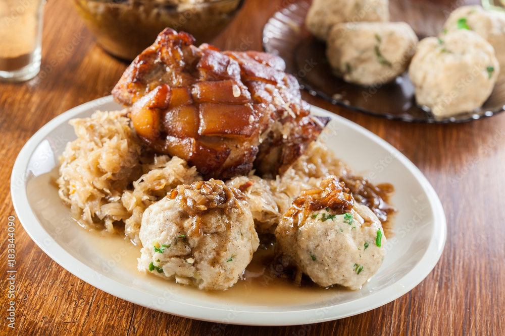 Pork knuckle with fried sauerkraut Pork knuckle with fried sauerkraut