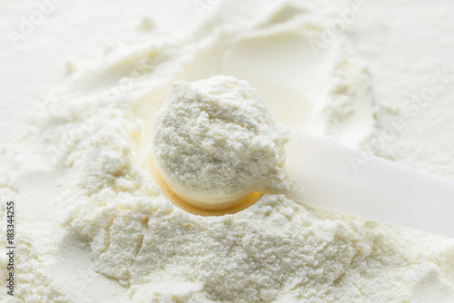 Powdered milk with spoon for baby