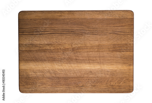 old wooden kitchen cutting board isolated on white background