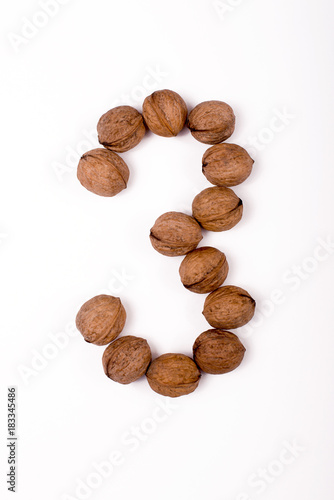 figure three nuts on white background  isolated