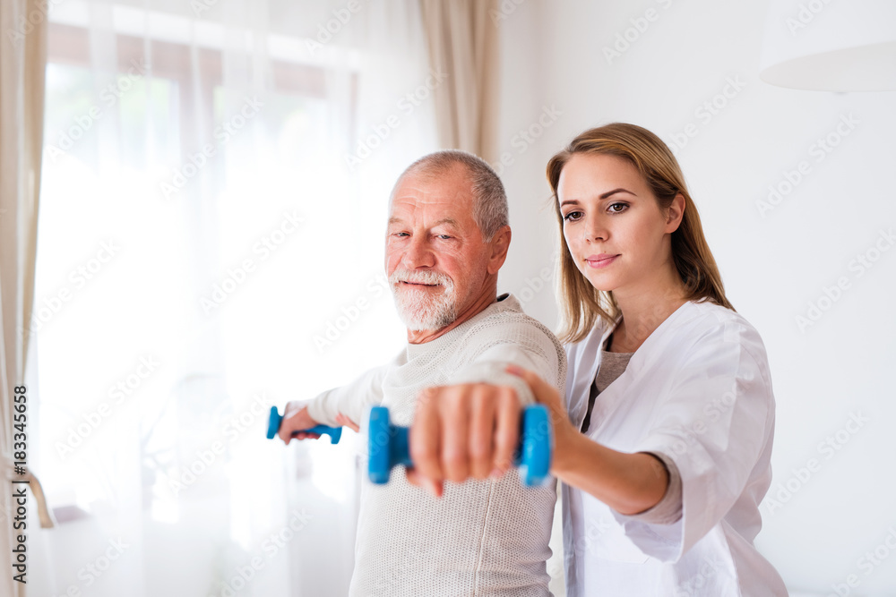 Fototapeta premium Health visitor and senior man during home visit.