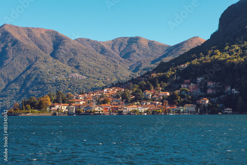 City located on the shore of Lake Como, Italy.