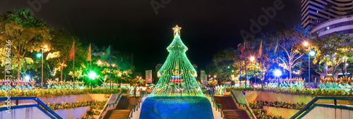 Caracas, Venezuela - December 18, 2011: Panoramic night shot of Altamira Square on Christmas in Caracas, Venezuela