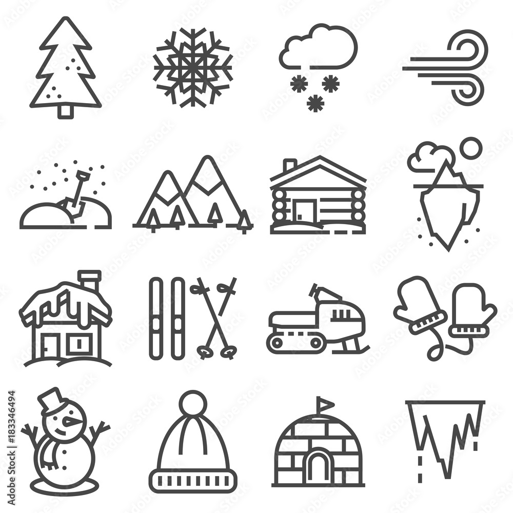 Winter icons collection - vector silhouette.