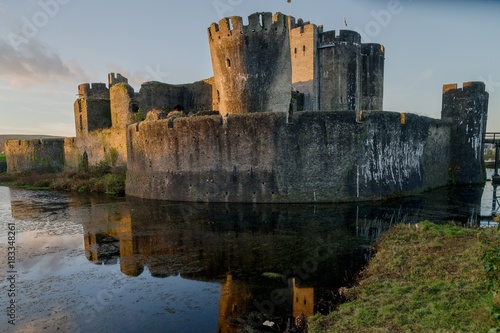 Caerphilly castle in South Wales