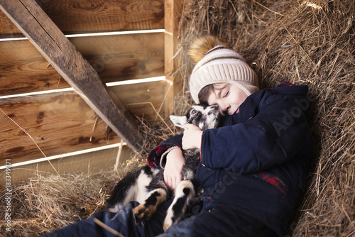 boy and little goat