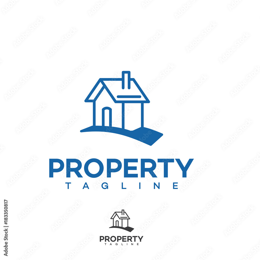 Fototapeta premium Home logo, green eco house real estate
